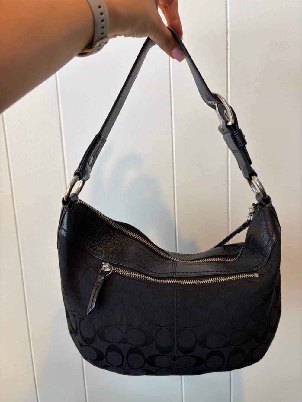 Coach Black Signature Crescent Hobo Bag - Picture 2 of 10
